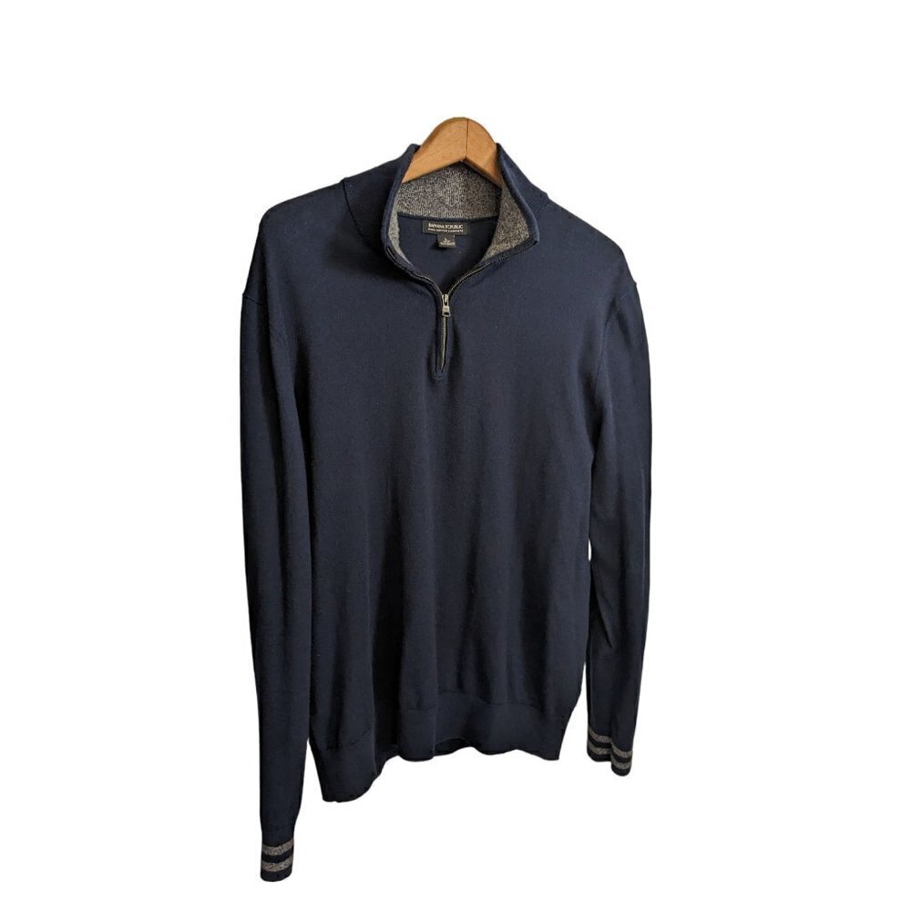 𝅺BANANA Republic Pima Cotton Cashmere Long Sleeve Quarterzip Pullover Men's L